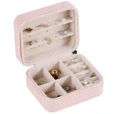 Rectangle Zipper Type PU Leather Jewelry Box For Girls and Women