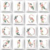 4PCS Home Cotton Decorative Letter A-Z Throw Pillow Case Cushion Covers For Sofa Couch Bed Chair
