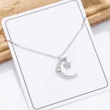 Full Drill Moon Diamond Pendant Chain Jewelry Necklace