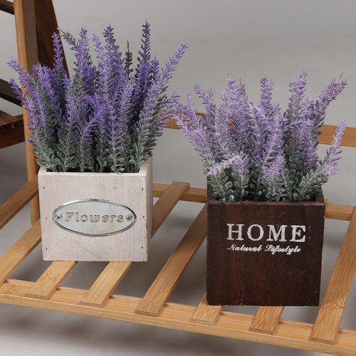 Artificial Lavender Plant Combination Letters Wooden Potted Landscape Decoration