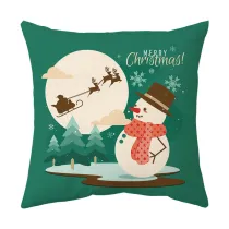 Christmas Cartoon Christmas Snowman Pillowcase Printed Cushion Cover