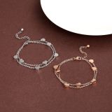 Rose Gold Silver Love Hearts Chain Jewelry Bracelet