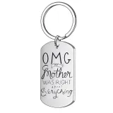2PCS Mothers Day Gift Best Mom Stainless Steel Letter Keyring Necklace Pendant for Mom