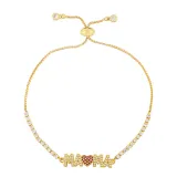 Mama Multicolor Letter Diamante Necklace Bracelet Mom Jewelry Set Gift For Mother's Day