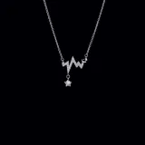 Full Drill Heartbeat Wave Diamond Heart Love Pendant Chain Jewelry Necklace