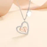 Love Heart Mom Necklace 925 Sterling Silver Necklaces Birthday Mother's Day Jewelry Gift for Women