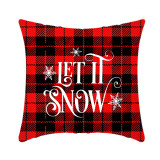 Home Decoration Christmas Letter Pillow Cover Red Plaids Pillowcase