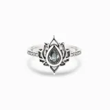 Sterling Silver Lotus Flower Diamond Ring Jewelry Gifts