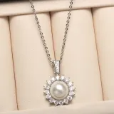 Mother's Day Gift Diamante Jewelry Pearl Necklace and Earring Set with Box