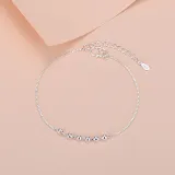 Silver 4 Leaf Clover Love Heart Clavicle Pendant Chain Jewelry Bracelet