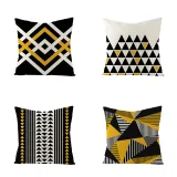 4PCS Home Cotton Decorative Geometry Leaves Throw Pillow Case Cushion Covers For Sofa Couch Bed Chair
