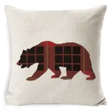 Home Decoration Merry Christmas Red Plaids Snowman Pillowcase Pillow Cover