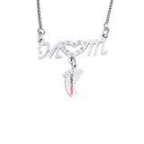 Hollow Out Necklace Pendant Feet with Name Engraved Custom Gift For Mom