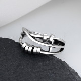 Silver Adjustable Anti Anxiety Rings Fidget Spinner Band Adjustable Stacking Spinning Worry Ring