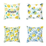 4PCS Home Cotton Decorative Lemon Throw Pillow Case Cushion Covers For Sofa Couch Bed Chair