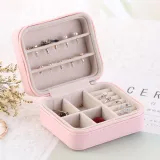 Rectangle Zipper Type PU Leather Jewelry Box For Girls and Women