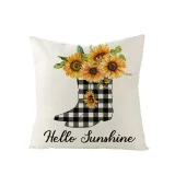 4PCS Home Cotton Decorative Sunflower Throw Pillow Case Cushion Covers For Sofa Couch Bed Chair