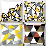 4PCS Yellow Geometric Home Cotton Decorative Throw Pillow Case Cushion Covers