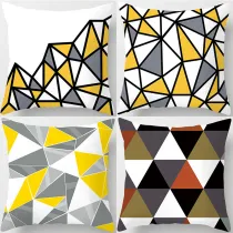 4PCS Yellow Geometric Home Cotton Decorative Throw Pillow Case Cushion Covers