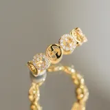 Hollow Out Gold Diamond Opening Adjustable Irregular Ring Gifts