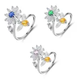 Zircon Diamonds Anxiety Stainless Steel Spinner Relieveing Ring Flower Butterfly Jewelry Rings