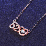 Sterling Silver Zircon Diamond 520 LovePendant Chain Jewelry Necklace