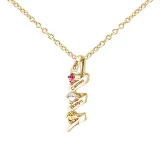 DIY Diamond Necklace Letter Pendant Name Engraved Custom with Birth Stone