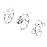 Fashion Jewelry 3PCS Silver Opening Adjustable Ring