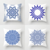 4PCS Home Cotton Decorative Celadon Flower Throw Pillow Case Cushion Covers For Sofa Couch Bed Chair