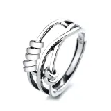 Silver Adjustable Anti Anxiety Rings Fidget Spinner Band Adjustable Stacking Spinning Worry Ring