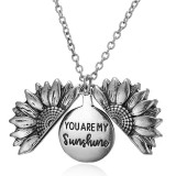 You Are My Sunshine Engraved Sunflower Locket Necklace Jewelry