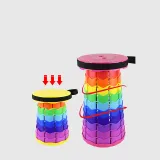 Portable Telescopic Folding Stools Rainbow Multicolor Collapsible Retractable Camping Fishing Hiking Stools
