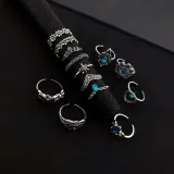 62PCS Vintage Silver Knuckle Stackable Finger Rings Set