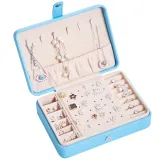 Monolayer Leather Jewelry Box with Button For Girls and Women