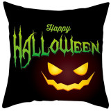 Halloween Holiday Pumpkin Skull Letter Pillow Case Home Gift Peach Skin Pillow Case