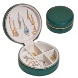 Circular Zipper Type PU Leather Jewelry Box For Girls and Women