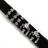 Diamond Star Moon Flowers Leaves Bohmian Diamante Adjustable Stackable Crystal Finger Rings Set