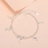 Silver Dolphins Stars Beads Heart Clavicle Pendant Chain Jewelry Bracelet