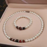 Jewelry for Women Girls Freshwater Pearl Agate Bracelet and Necklace Set With Box