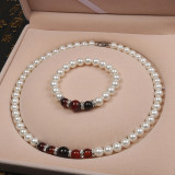Jewelry for Women Girls Freshwater Pearl Agate Bracelet and Necklace Set With Box