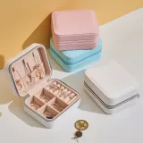 Rectangle Zipper Type PU Leather Jewelry Box For Girls and Women
