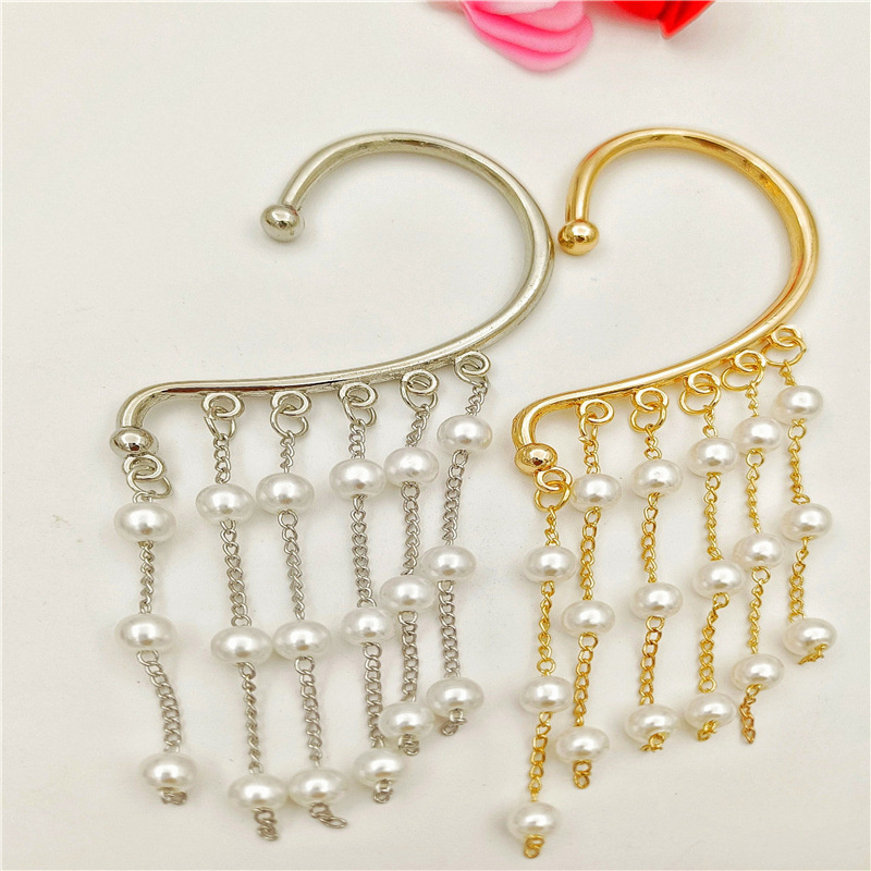 Gold Silver Plated Tassel Pearls Long Earrings