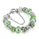 Women's 12 Constellations Crystal Beads Silver Bracelet Chain Charm Jewelry