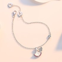 Rose Gold Silver Ginkgo Biloba Shell Diamond Chain Jewelry Bracelet