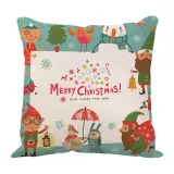 Green Linen Santa Claus Letter Pillow Sofa Pillow Case