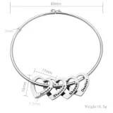 Hollow Out Heart Butterfly Button Bracelet with Name Engraved Custom Gift For Mom Friends