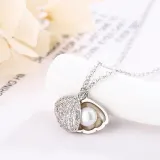 Full Drill Shell Pearl Diamond Pendant Chain Jewelry Necklace