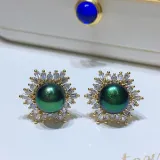 3PCS Mother's Day Gift 8-9mm Green Freshwater Pearl Diamante Jewelry Set
