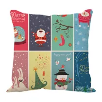 Linen Santa Claus Multi-plate Throw Pillow Sofa Throw Pillow Case