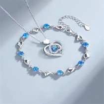 Silver Zircon Diamond Love Pendant Chain Jewelry Bracelet Necklaces Jewelry Sets